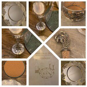 Godinger Silver Plated 7 Piece Grape Design Wine & Cheese Set